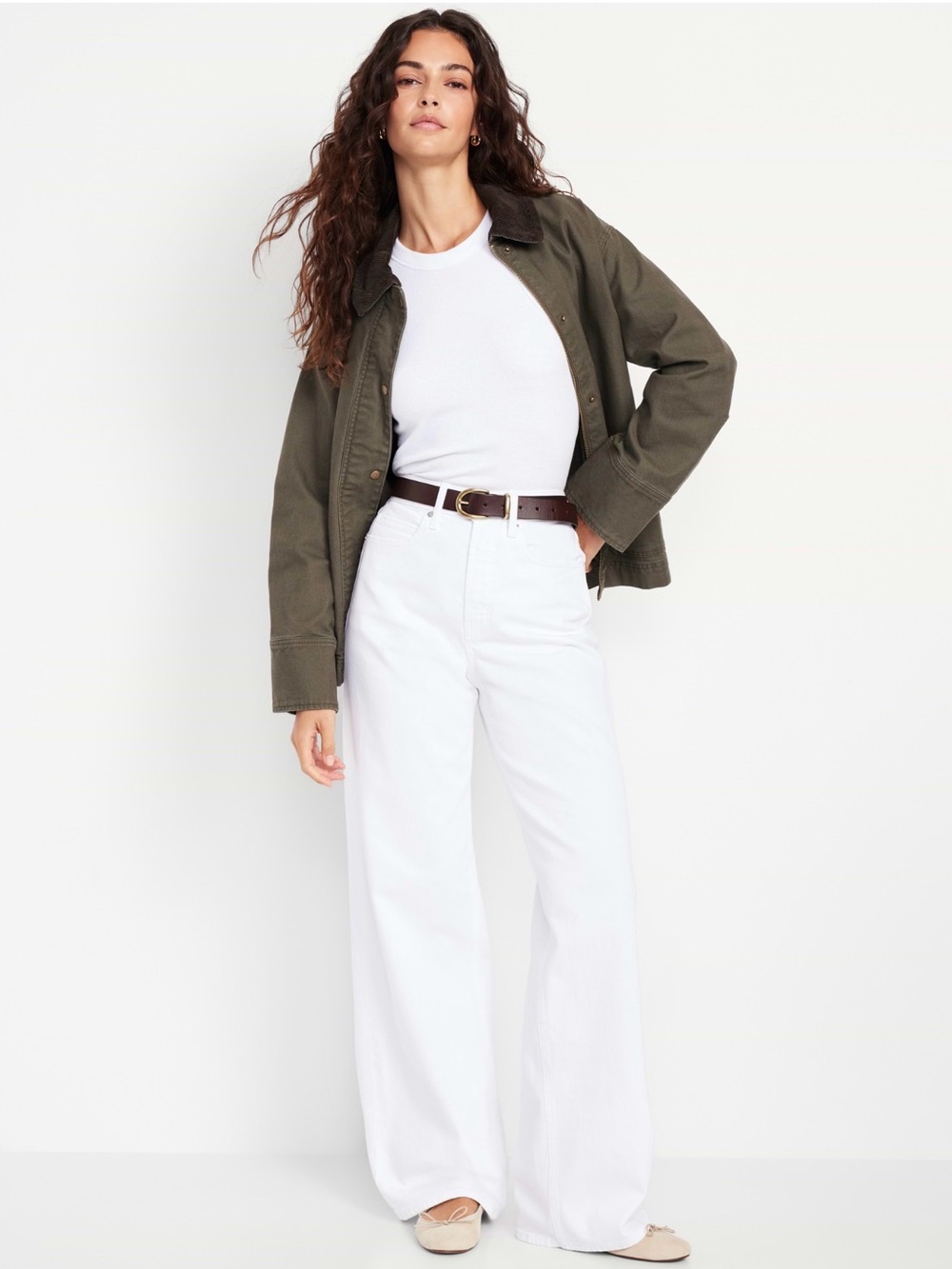 Old Navy White High-Rise Wide-Leg Jeans